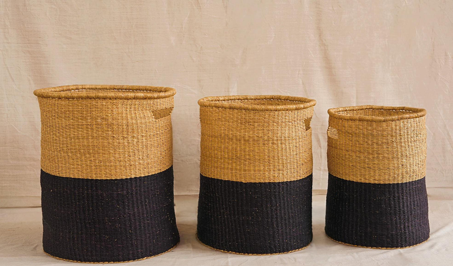 Handwoven Bolga Storage Basket (Laundry) with lids and complimentary linings