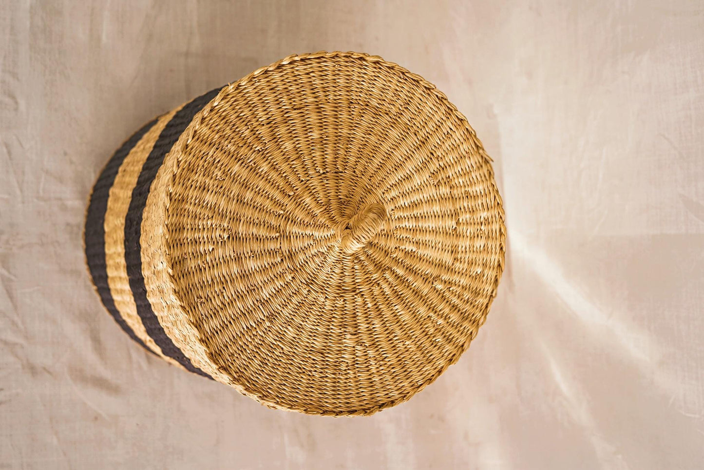 Handwoven Bolga Storage Basket (Laundry) with lids and complimentary linings