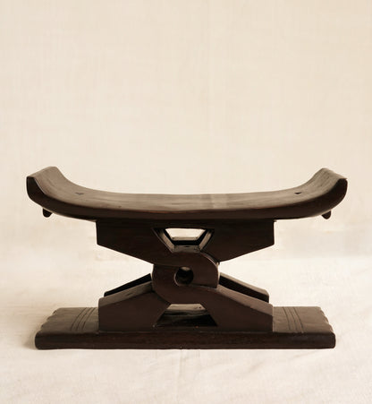 Miniature Dark brown Ashanti stool with Nyansapo Adinkra symbol handmade in Ghana