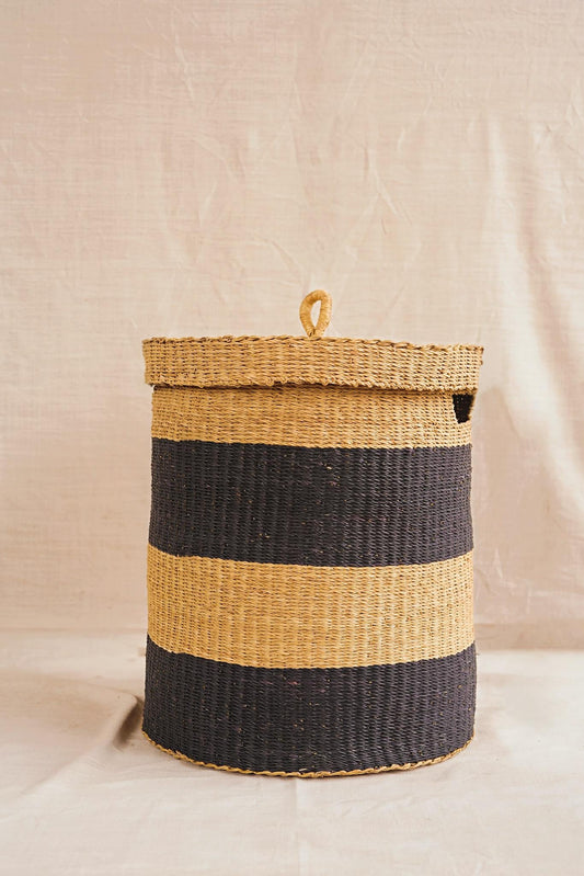 Handwoven Bolga Storage Basket (Laundry) with lids and complimentary linings